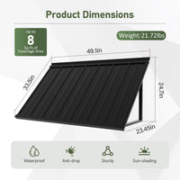 Veikous Residential Metal Awning, Fixed Window Awning with Triangle Frame for Doors, Porches, Balconies