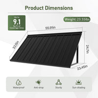 Veikous Residential Metal Awning, Fixed Window Awning with Triangle Frame for Doors, Porches, Balconies