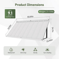 Veikous Residential Metal Awning, Fixed Window Awning with Triangle Frame for Doors, Porches, Balconies
