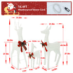 VEIKOUS 3-Piece Deer Family Set with Lights for Outdoor Christmas Decoration