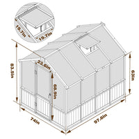 VEIKOUS 6 x 8 Ft Wooden Polycarbonate Greenhouse with Ventilated Window