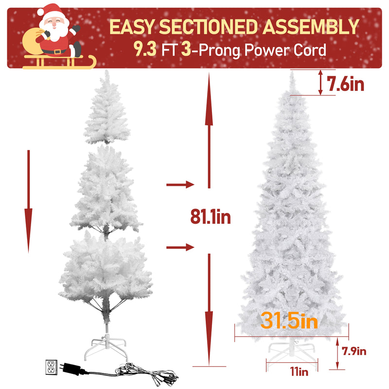 VEIKOUS Artificial Christmas Tree White for Home Holiday Decor, Pre-Lit 6ft/7.5ft