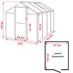 VEIKOUS Aluminum Greenhouse Kit for Outdoor, Walk-in Polycarbonate Garden Greenhouse for Plants in Winter with Heavy Duty Metal Frame