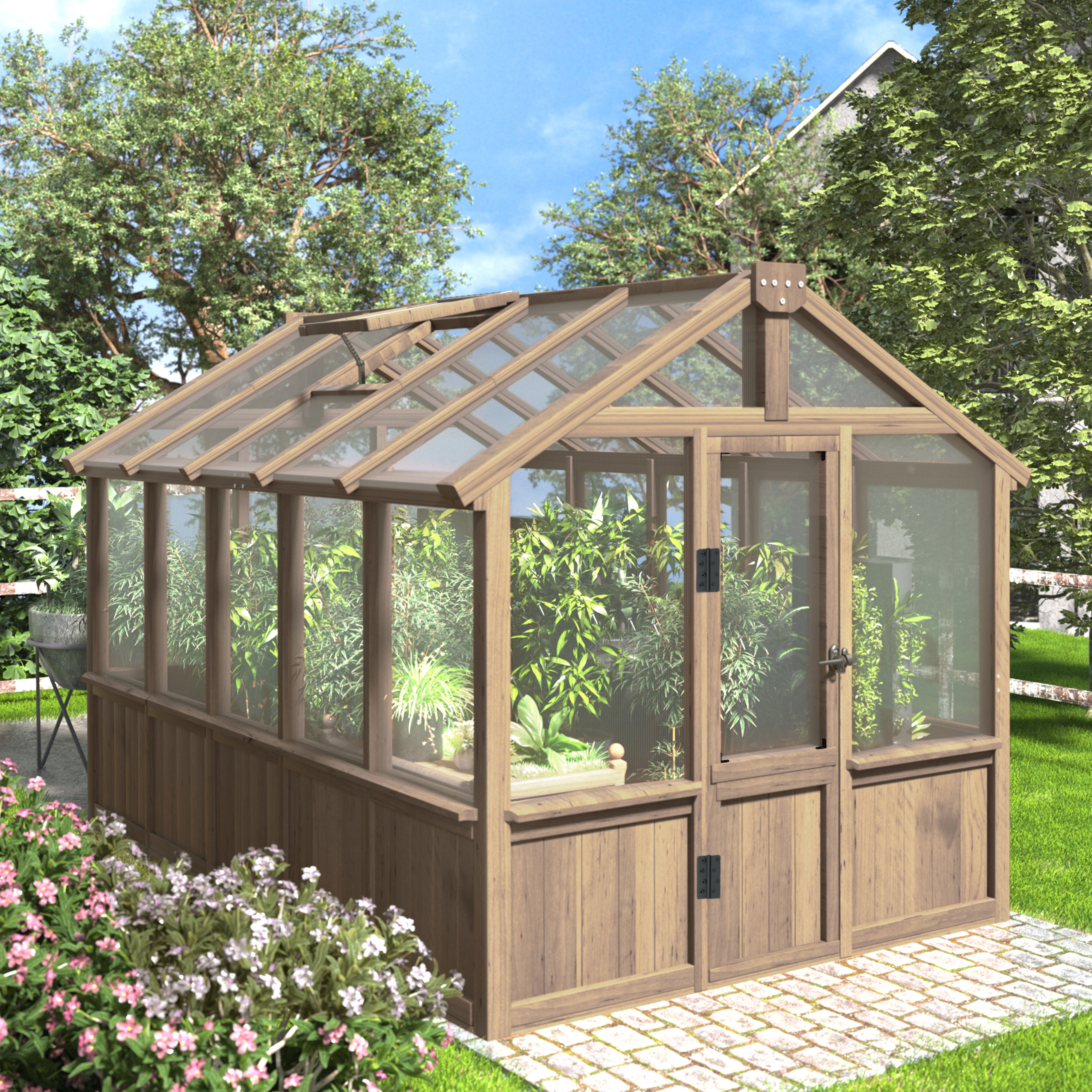 VEIKOUS Walk-in Wooden Greenhouse