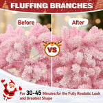 Pink Artificial Christmas Snow Flocked Tree with Lights