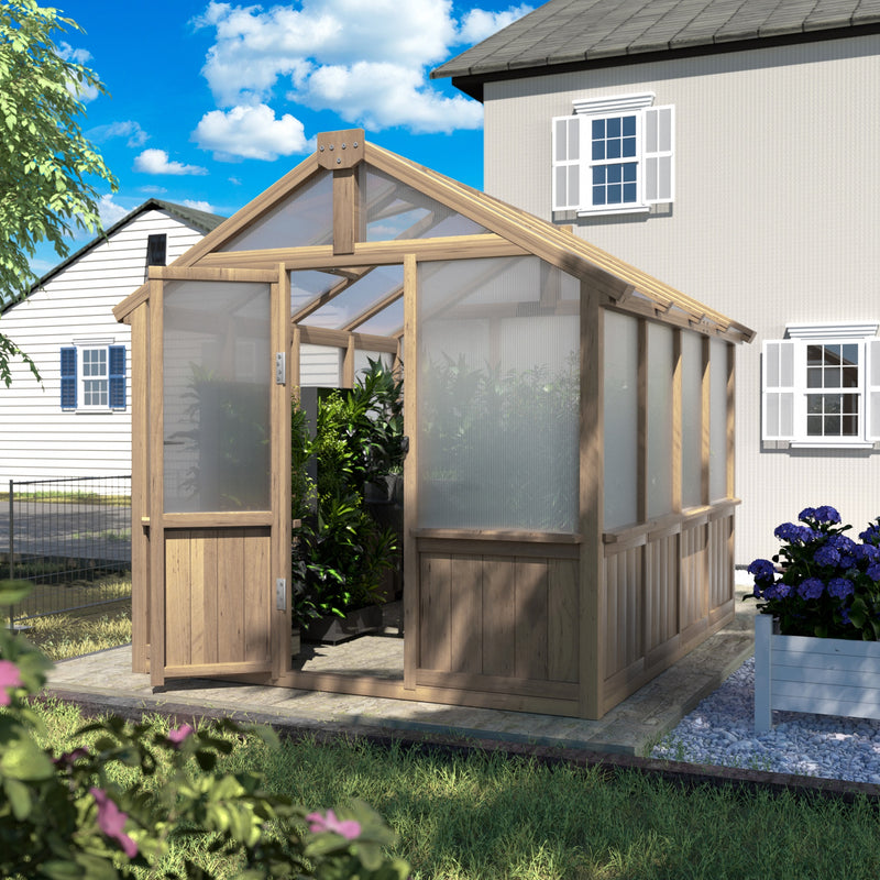 VEIKOUS 6 x 8 x 8 Ft Wooden Polycarbonate Greenhouse