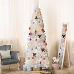 Pre-Lit Pencil Artificial Christmas Tree White for Home Holiday Decor