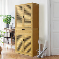 VEIKOUS 72 Kitchen Pantry,  Bamboo Cabinet Storage Freestanding with Drawers and Doors