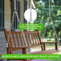 VEIKOUS Outdoor Swing Bench for Porch, 2-Person Wood Porch Swing with Heavy Duty Chains