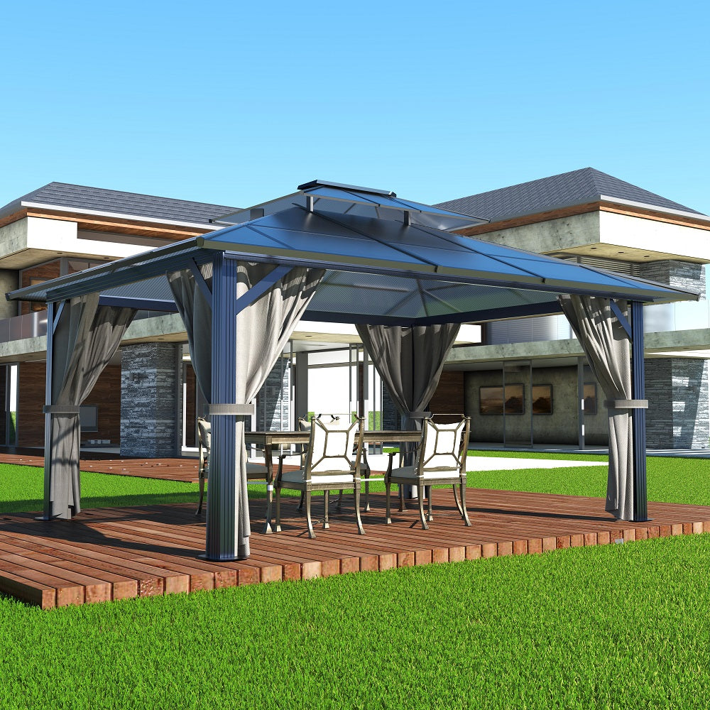 VEIKOUS Aluminum Gazebo with Polycarbonate Roof