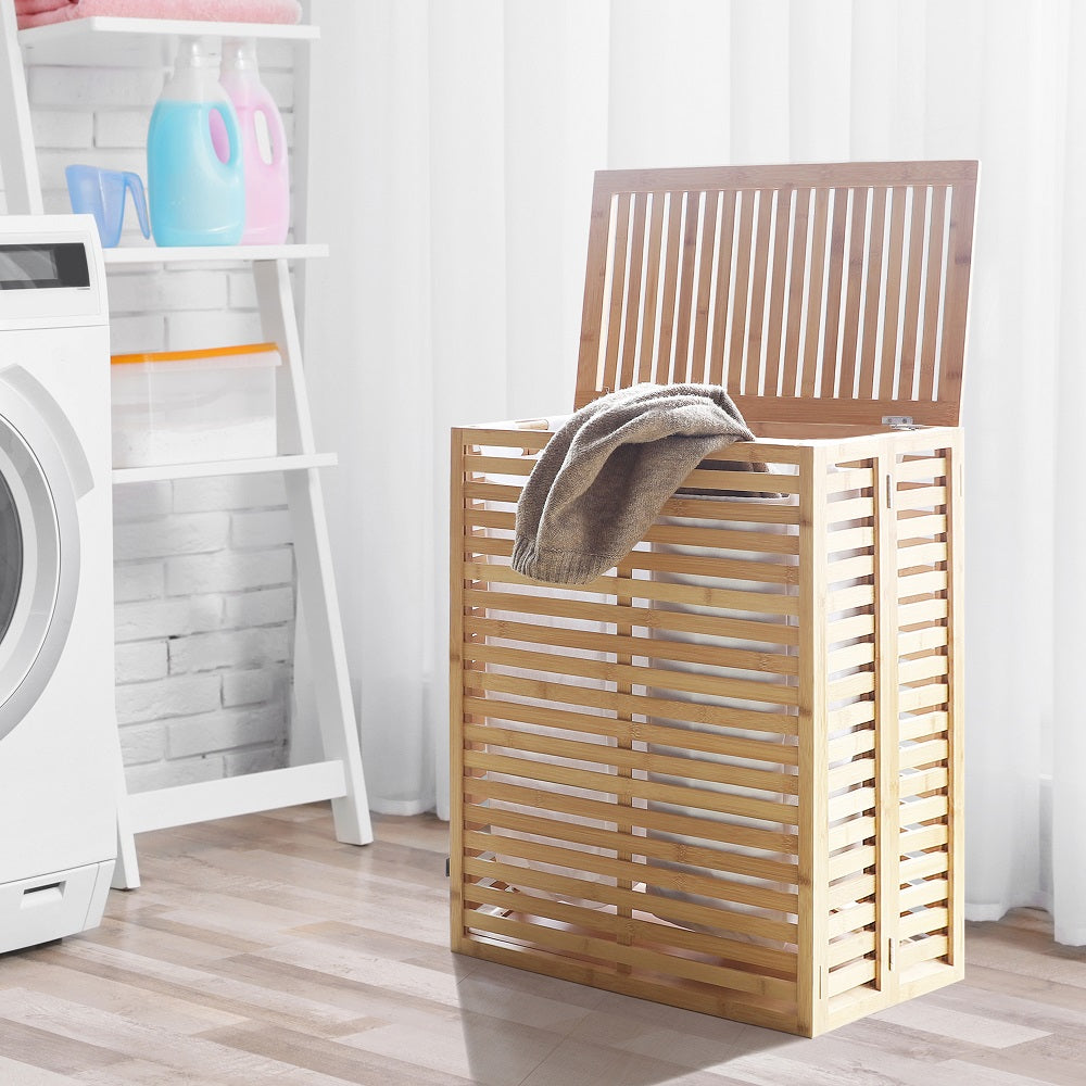 VEIKOUS Foldable Bamboo Hamper