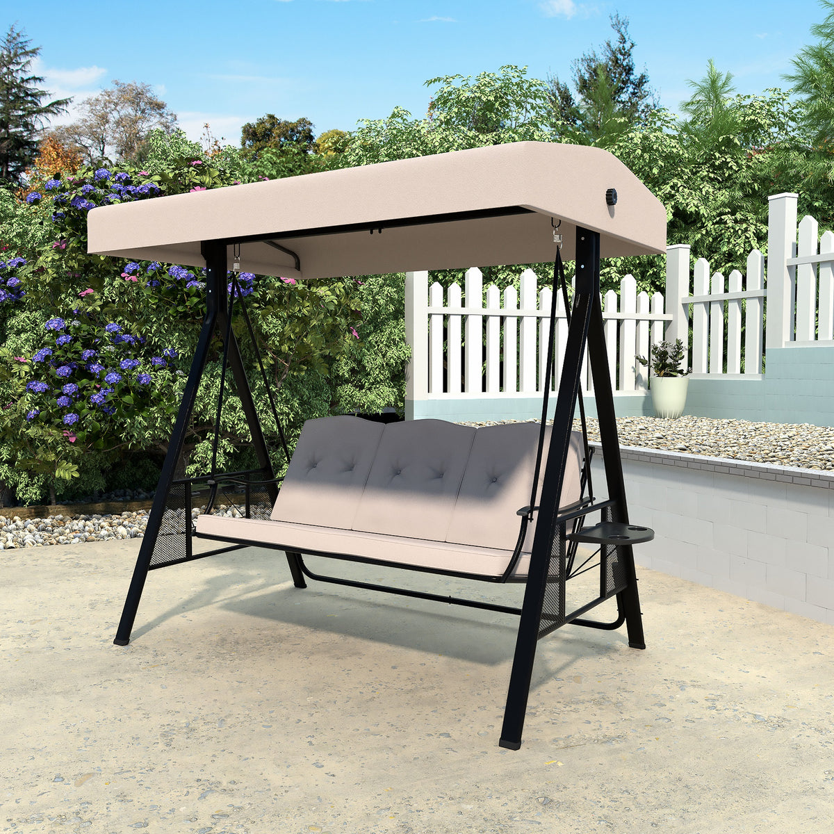 Patio Swing Chair with Canopy, Beige