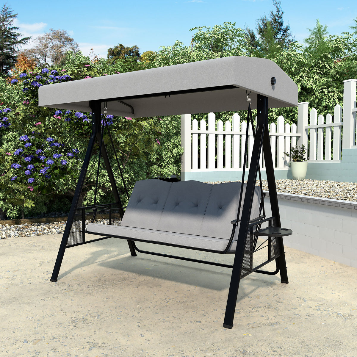 Patio Swing Chair with Canopy, gray