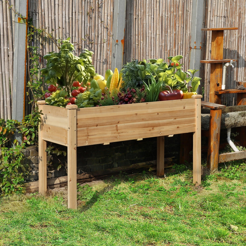 Elevated Planter Box with Drainage Holes, Wood for Herbs and Vegetables