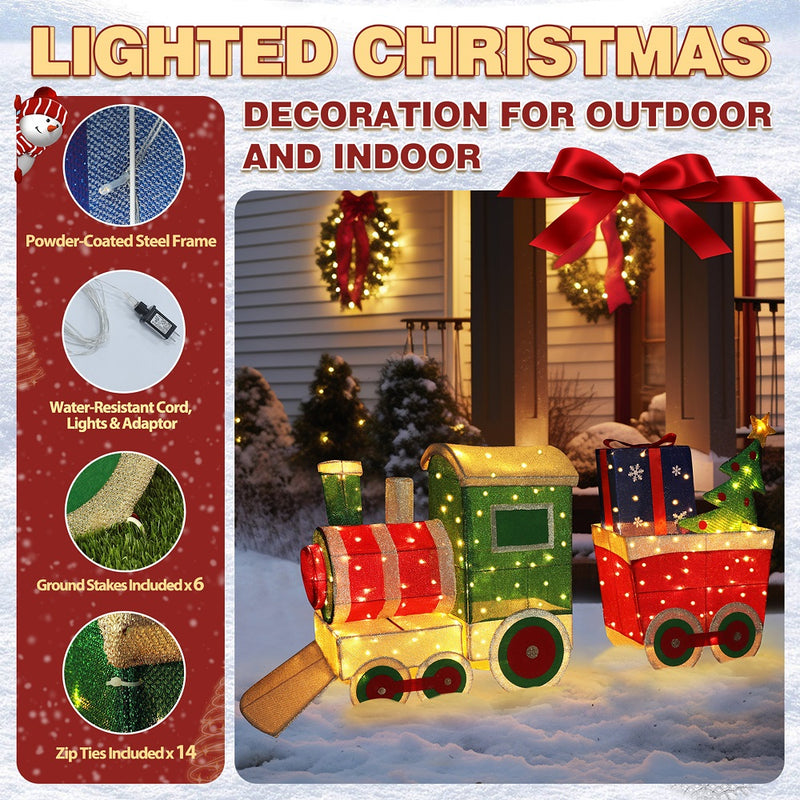 5FT Outdoor Christmas Decorations Lighted Train Set