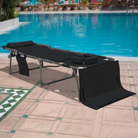 VEIKOUS Outdoor Chaise Lounge Chair with Adjustable Backrest, Black