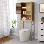 Veikous Bamboo Over the Toilet Storage Cabinet Bathroom Organizer with Shelf and Cupboard