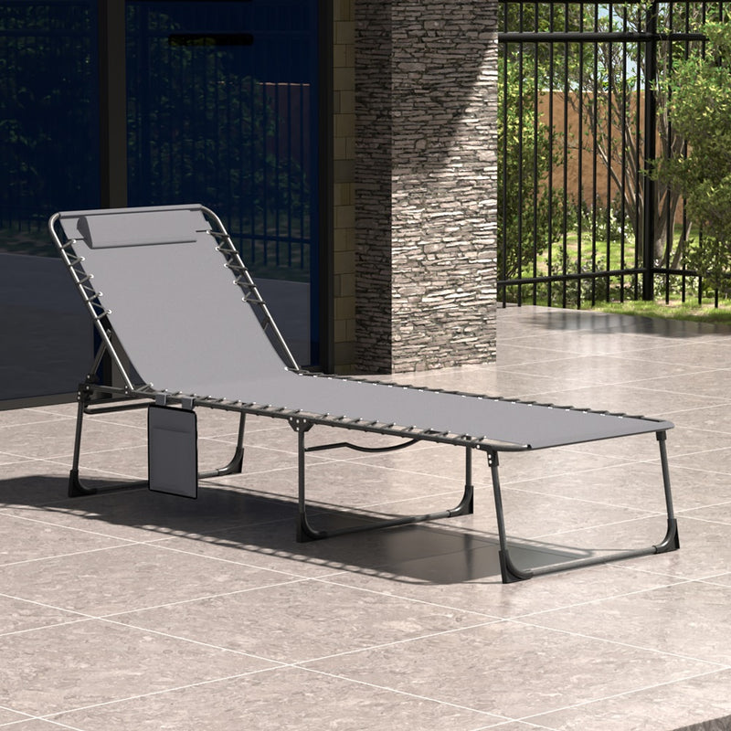 VEIKOUS Folding Chaise Lounge, Gray