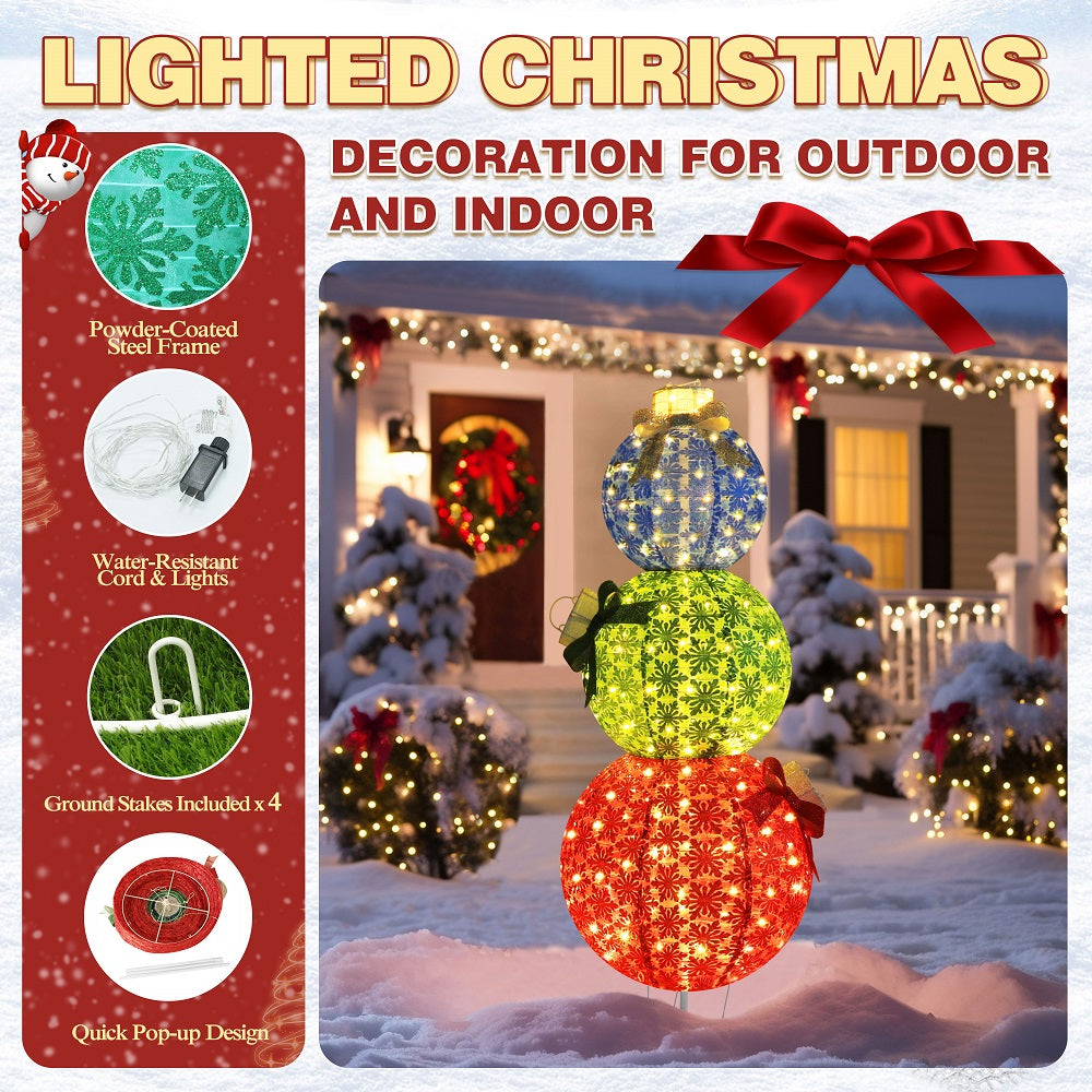 VEIKOUS 5ft Pre-Lit Pop-Up Stackable Ornament