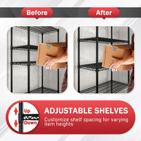 Veikous Storage Shelving Unit, 5-Tier Steel Shelf Organizer with Wheels, Adjustable for Kitchen, Pantry