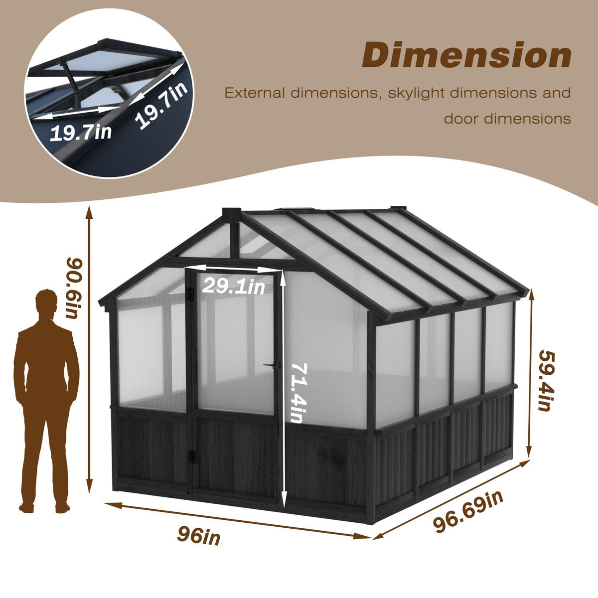 Ceder Wood Greenhouse, 8x8ft
