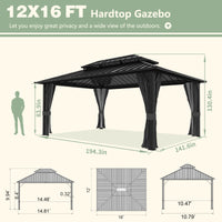 VEIKOUS 12x16ft Double Roof Hardtop Gazebo for Patio, Aluminum Gazebo for Backyard 2-Tier Rooftop