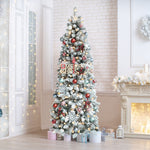 Snow Flocked Artificial Pencil Christmas Tree for Home Decoration