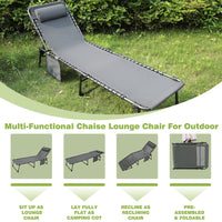 VEIKOUS Folding Chaise Lounge, Gray