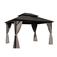 VEIKOUS Gazebo 10x12, Patio Gazebo with Netting and Curtains, Aluminum Hardtop