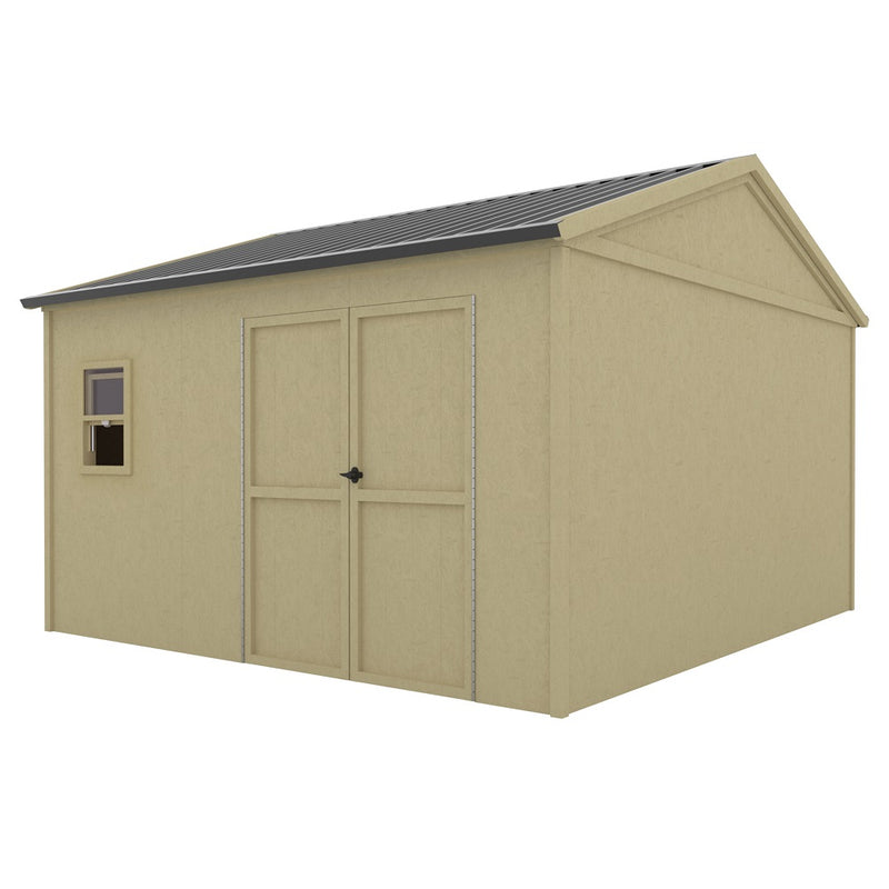 VEIKOUS Multiple Sizes Outdoor Wood Shed with Metal Roof, Lean-to Storage shed Garden Furniture Tools with Lockable Door and Vents for Garden