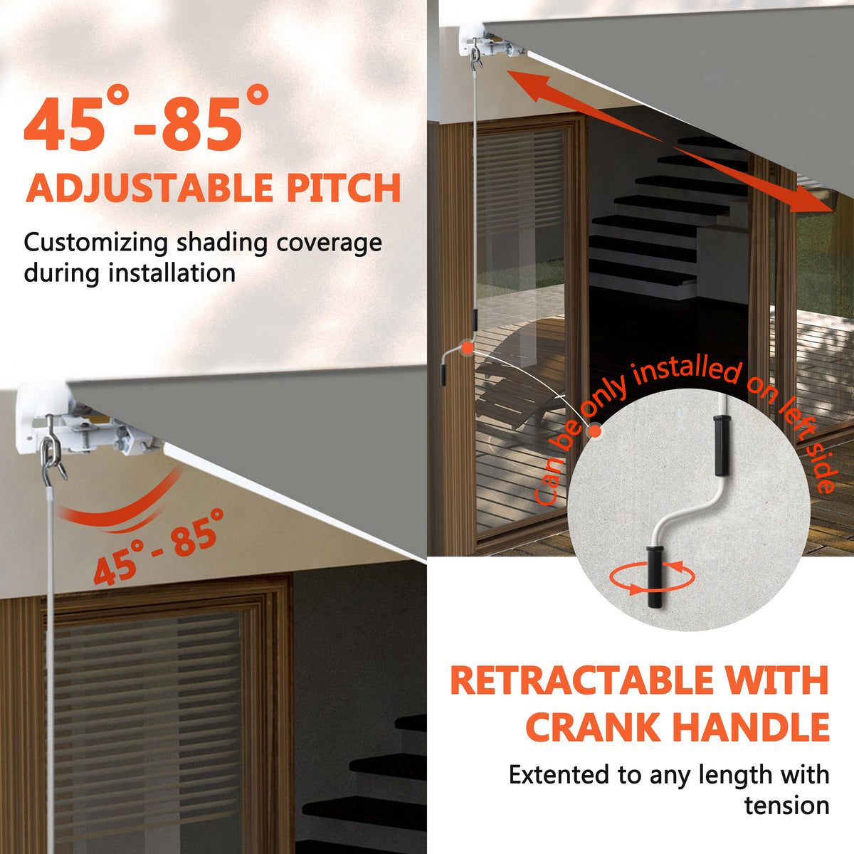 Veikous Manual Retractable Awning, Sunshade Cover Shelter for Patio, 12' x 10'