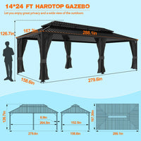 14X24 Hardtop Gazebo with Galvanized Steel Double Roof