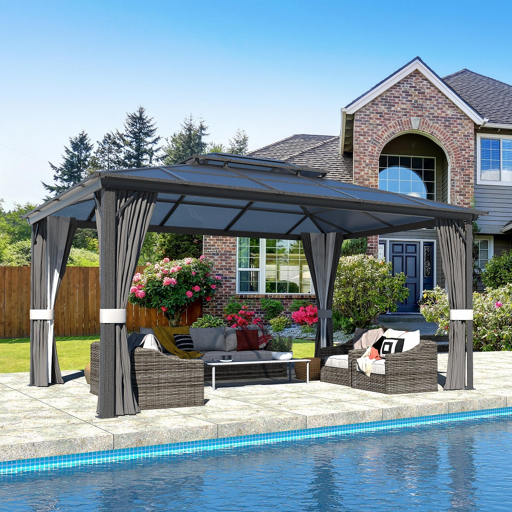 VEIKOUS Aluminum Gazebo with Polycarbonate Roof