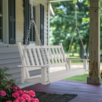 VEIKOUS Outdoor Swing Bench for Porch, 2-Person Wood Porch Swing with Heavy Duty Chains