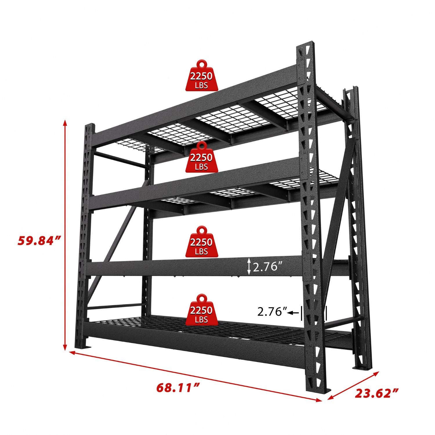 Heavy Duty Metal Garage Shelving Unit, 4-Tier Adjustable – Veikous