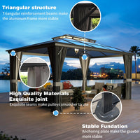 VEIKOUS Aluminum Gazebo with Polycarbonate Roof