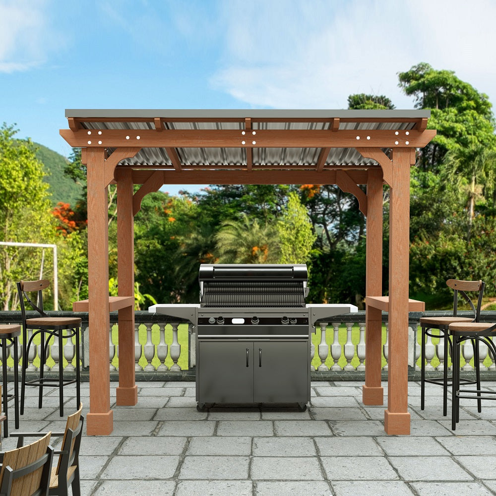 VEIKOUS Wood Grill Gazebo with Sloping roof, 8 x 5