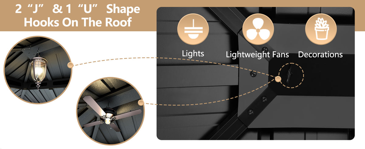 VEIKOUS 12x20 Gazebo Hardtop, Outdoor Metal Gazebo with Galvanized Steel Double Roof