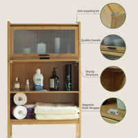 VEIKOUS Toilet Storage Cabinet for Bathroom, Bamboo Over Toilet Organizer