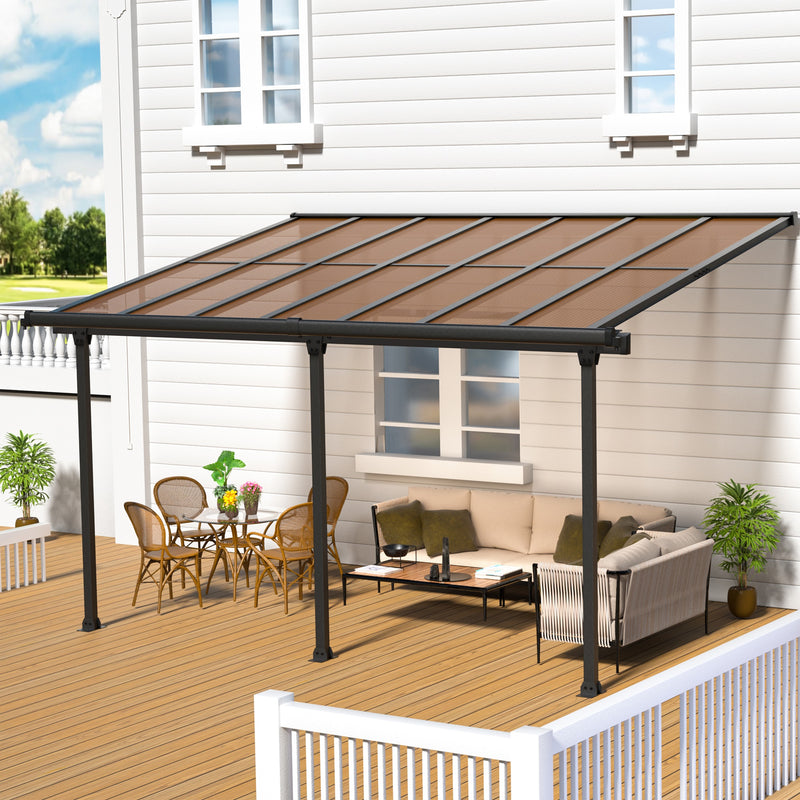 VEIKOUS Wall-Mounted Gazebo, 10 x 14 Hardtop Gazebo with Drainage Holes