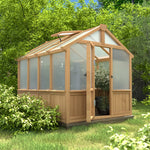 VEIKOUS 6 x 8 x 8 Ft Wooden Polycarbonate Greenhouse with Ventilated Window and Lockable Door, Walk-in Greenhouse