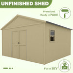 VEIKOUS Multiple Sizes Outdoor Wood Shed with Metal Roof, Lean-to Storage shed Garden Furniture Tools with Lockable Door and Vents for Garden