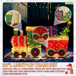 5FT Outdoor Christmas Decorations Lighted Train Set with Present and Christmas Tree 