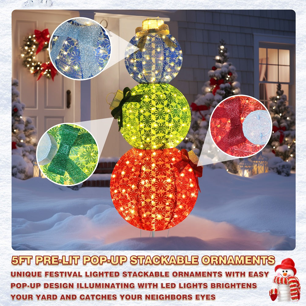 5ft Pre-Lit Pop-Up Stackable Ornament