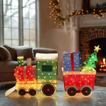 5FT Outdoor Christmas Decorations Lighted Train Set with Present and Christmas Tree 