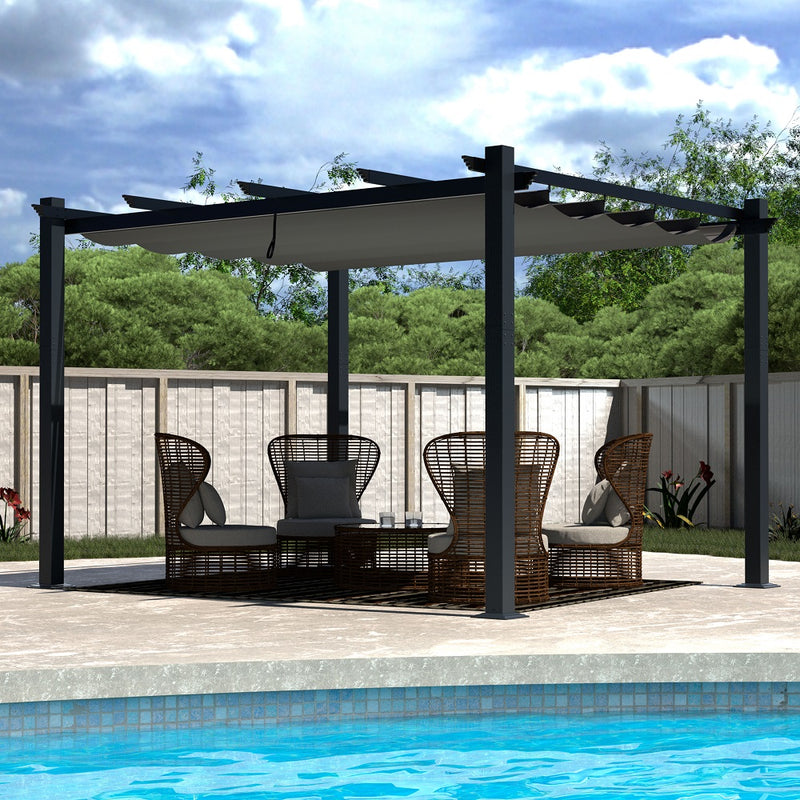 VEIKOUS 10' x 13' Aluminum Outdoor Pergola Canopy, Gray