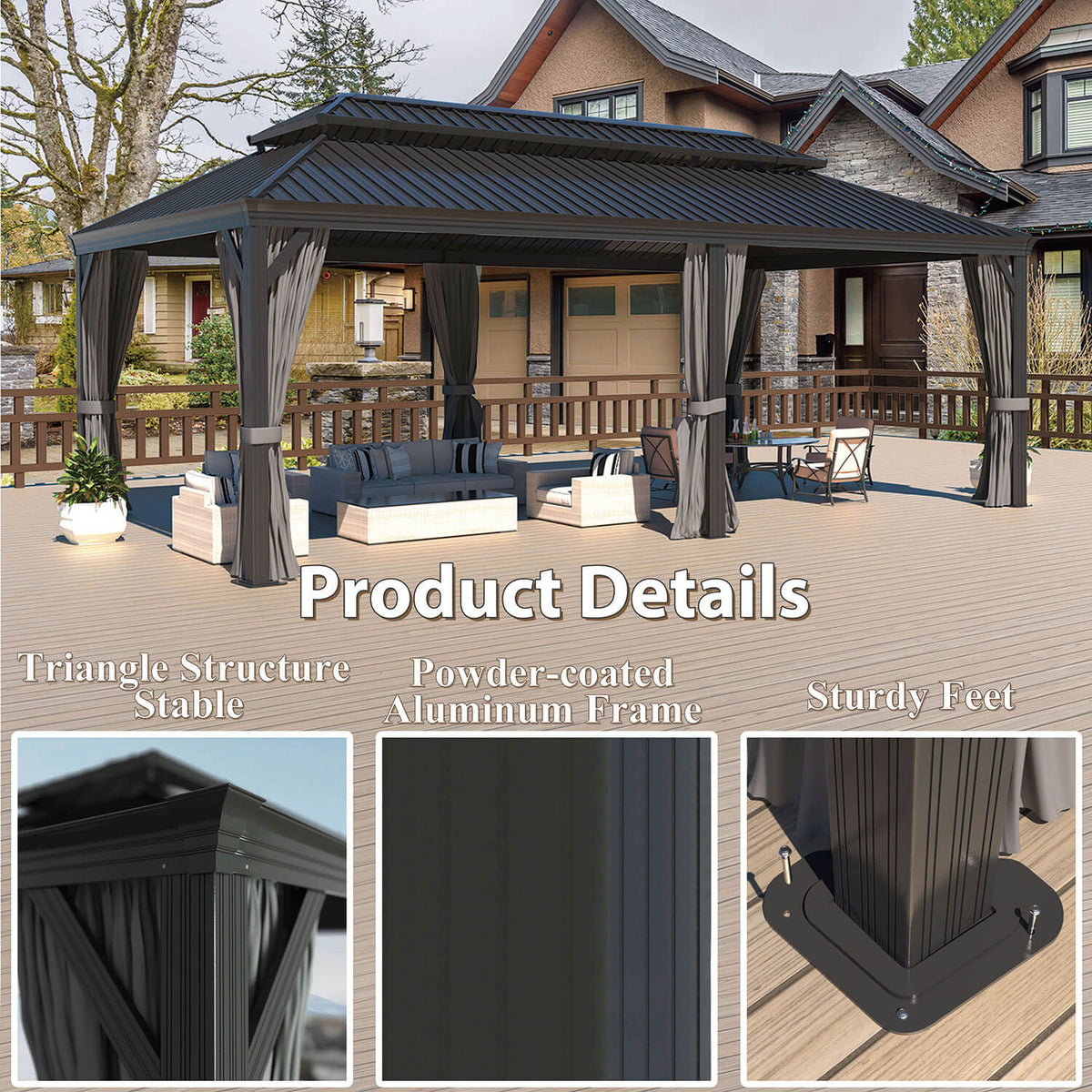 VEIKOUS Metal Roof Gazebo