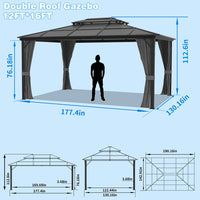 VEIKOUS Aluminum Gazebo with Polycarbonate Roof