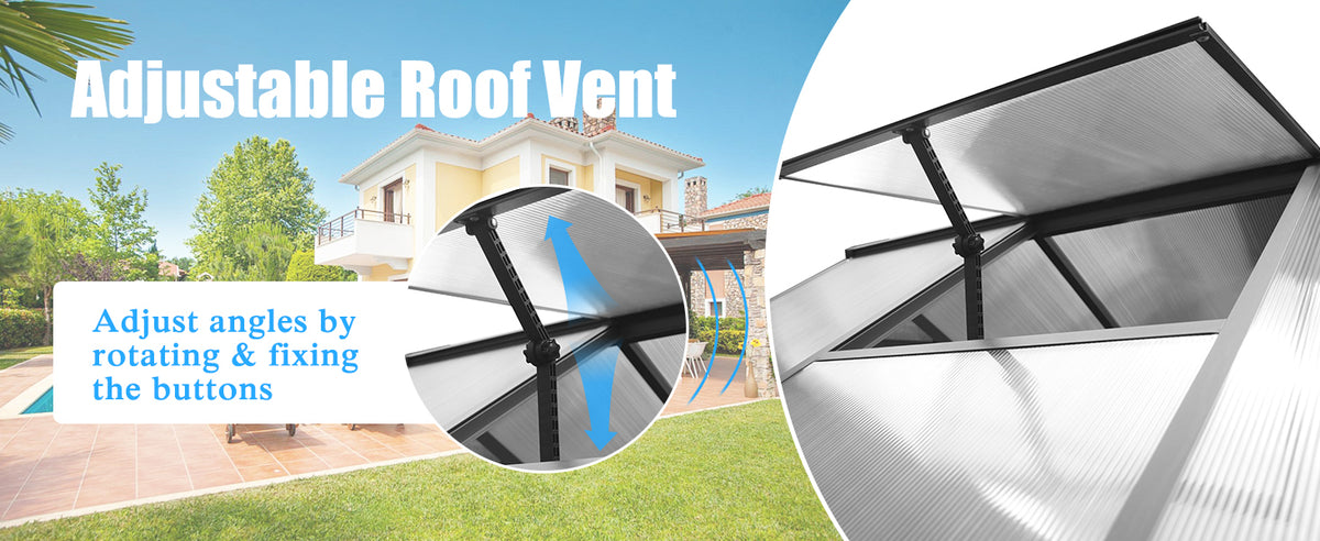 Veikous 8x10 FT Backyard Greenhouses, Walk in Greenhouse with Aluminum Frame, Polycarbonate Greenhouse Kits with Roof Vent