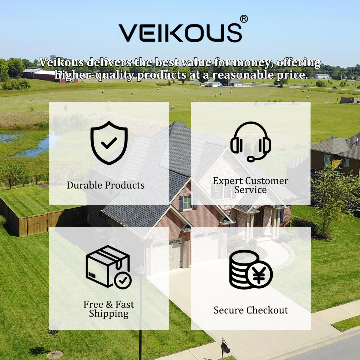 VEIKOUS Heavy Duty Carport, Outdoor Metal Carport Tent, Garage Car Shelter Shade with Metal Roof